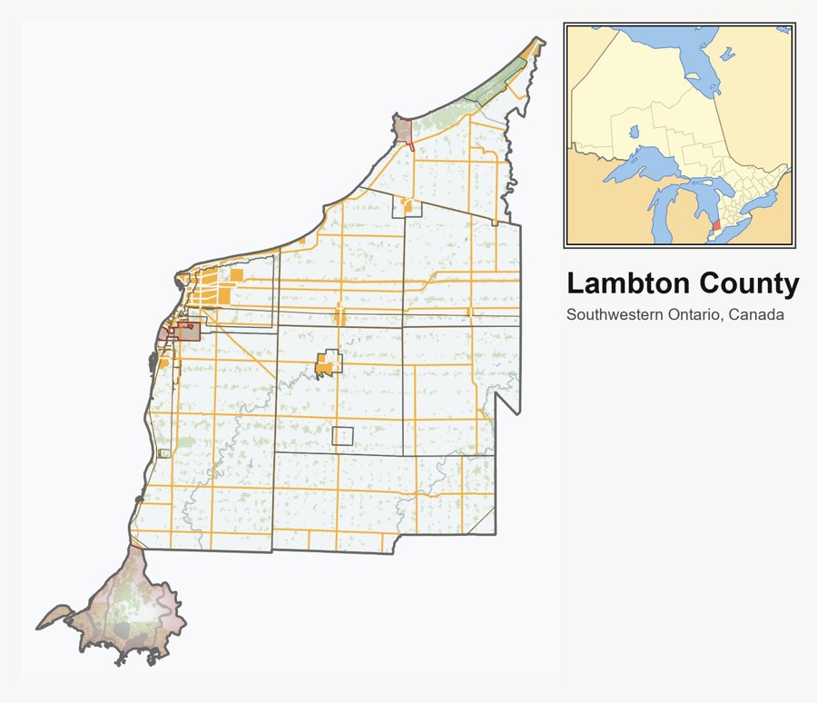 Map showing the location of Lambton County Library