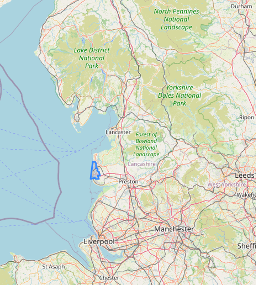 Map showing the location of Blackpool